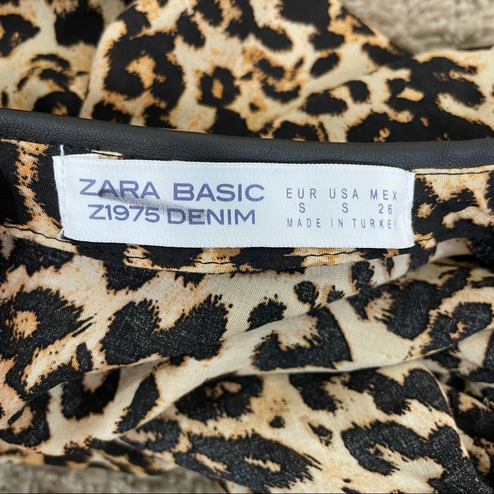 Zara Leopard Blouse with Leather Trimming - Picture 4 of 8